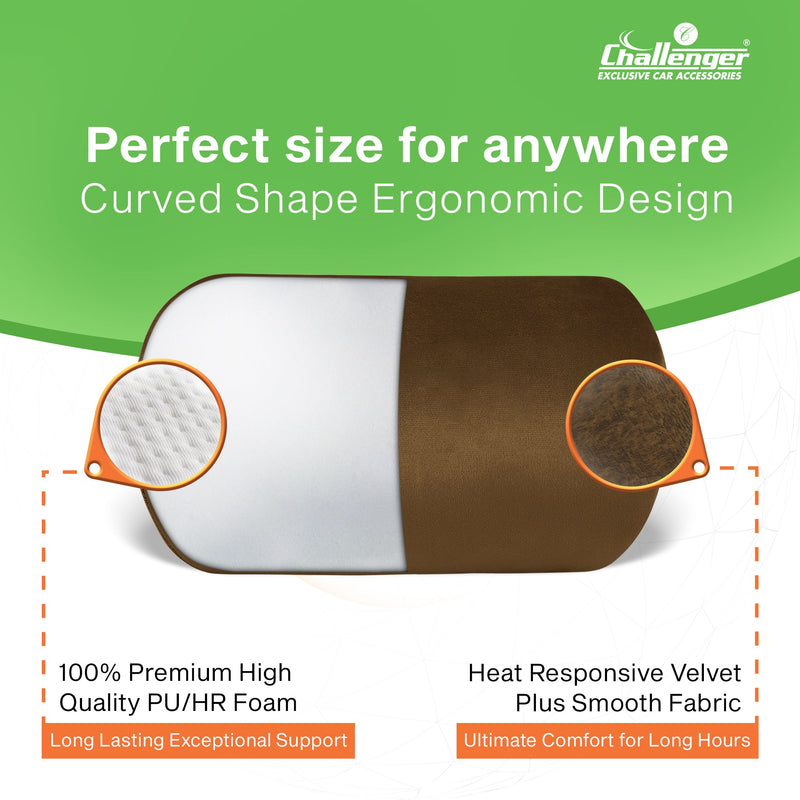 Challenger® 'V Shape' - PU Foam Cushion for Neck Support in Car/Office Seat (Set of 2)