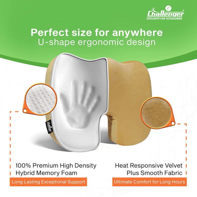 Challenger® 'Coccyx Seat Cushion' - Memory Foam Seat Cushion for Coccyx & Back Support