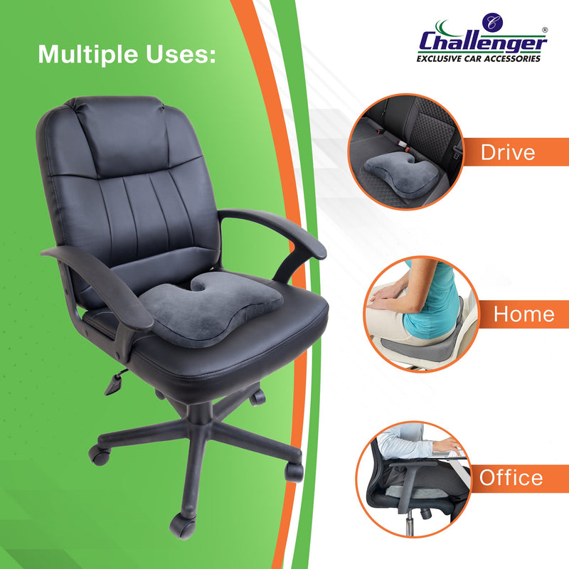 Challenger® 'Coccyx Seat Cushion' - Memory Foam Seat Cushion for Coccyx & Back Support